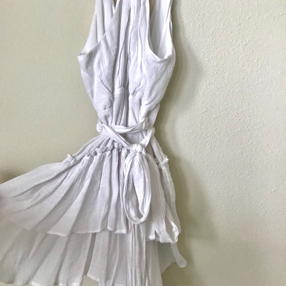 White Ruffle Wrap Dress - Picture 5 of 7